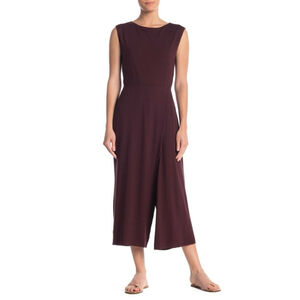 Eileen Fisher Sleeveless Wide-Leg Jumpsuit Burgundy Stretch Small